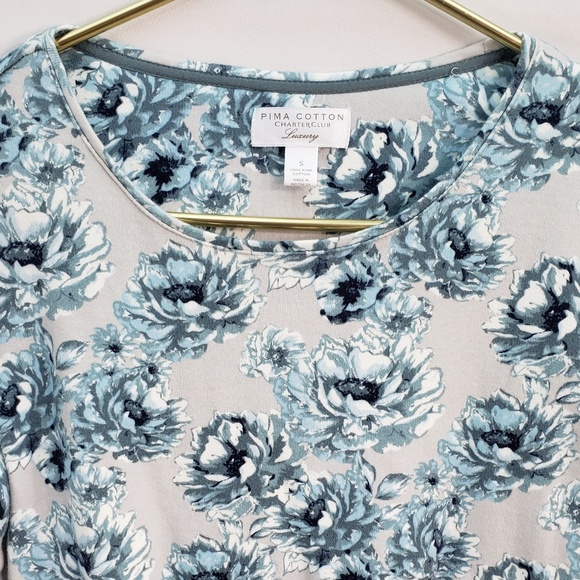 CHARTER CLUB LONG SLEEVE FLORAL PRINT SHIRT SMALL - Picture 2 of 5